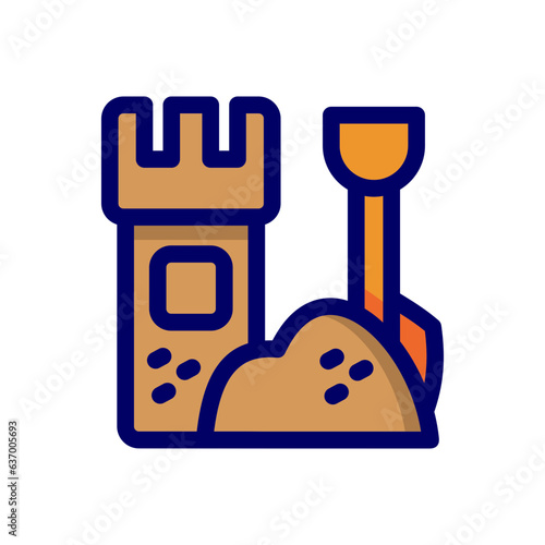 Castle sand single icon in flat color style