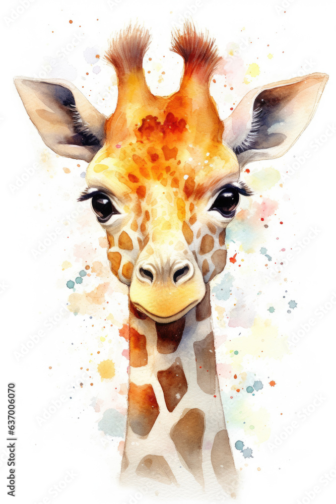 Jerzie the Giraffe Water Color cheapest Food Coloring Painting Original Art