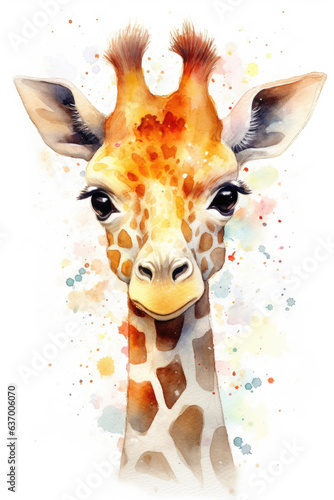 Baby giraffe, watercolor.