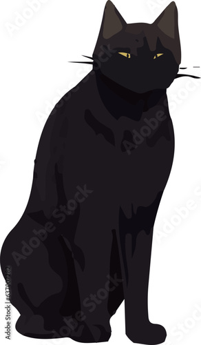 Clip art of realistic black cat_illpainting