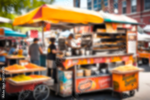Abstract blurred background illustration. Flavorsome Delights Afloat. Roadside Stalls and Floating Stalls Selling Food, Fresh Produce, Vegetables, Fruits, and Snacks at the Local Market.