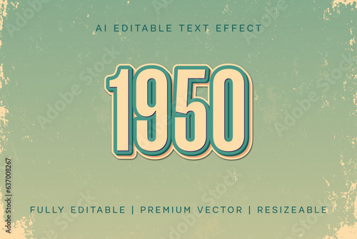 1950s editable typography, 50s retro text effect, 50s vintage stripe line font letters