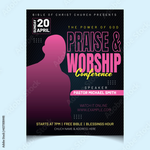 Vector flat design church flyer template design 