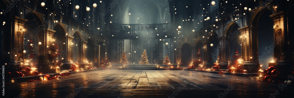 New Years Eve celebration background with copyspace. Christmas concept. Generative AI.
