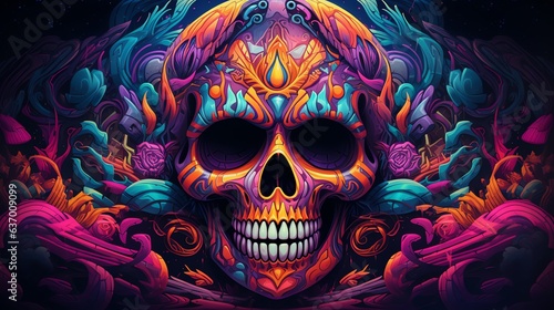 Vibrant Day of the Dead Skull A Mexican Celebration