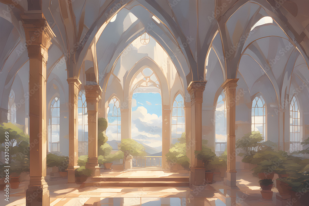cloister of the cathedral of st john the baptist. Generative AI