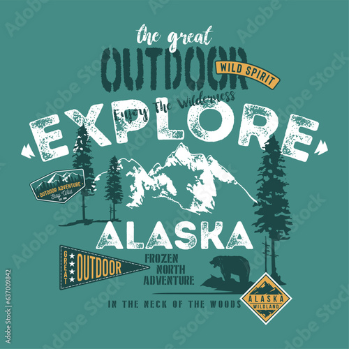 The great outdoor adventure vintage vector illustration