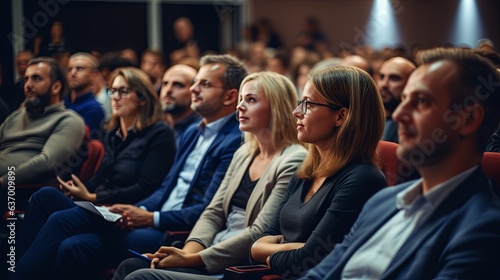 group of businesspeople attending a conference Diverse men and women attending a conference in a convention center ai generate