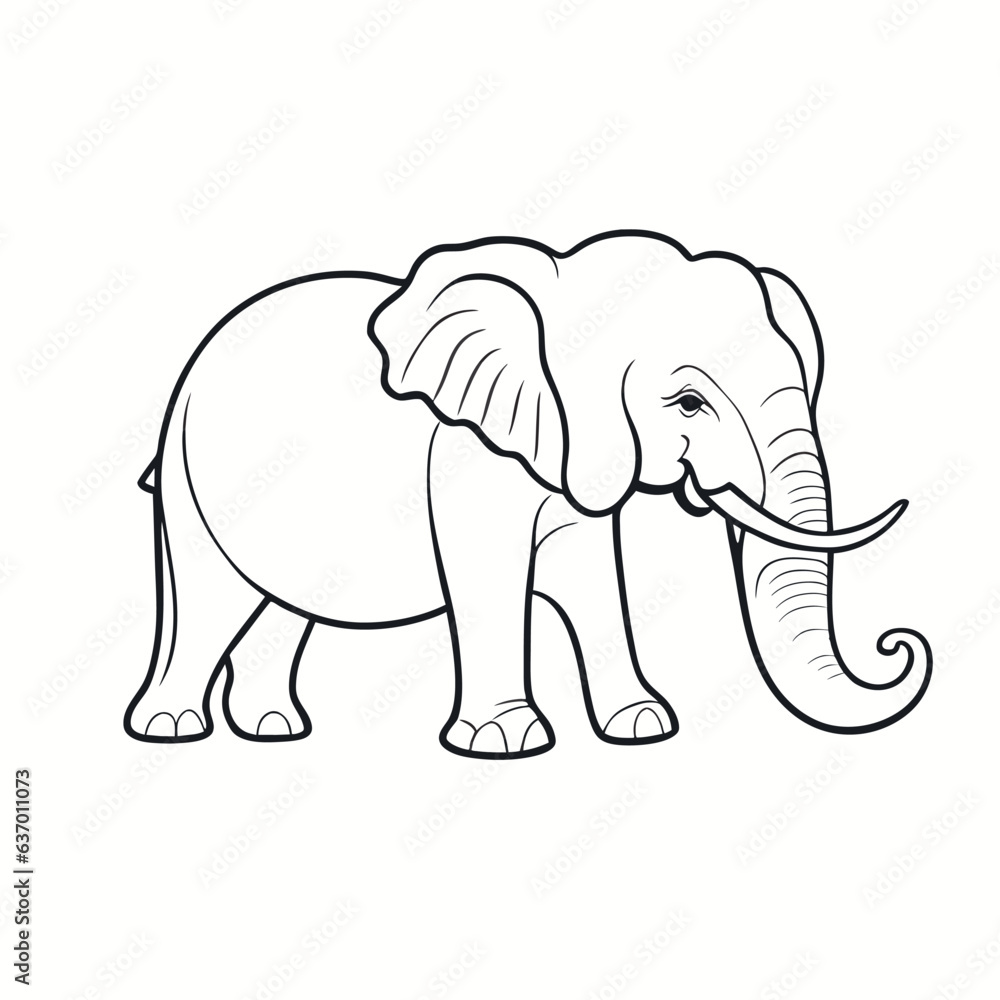 elephant, vector illustration line art