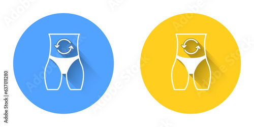 White Metabolism of human organism icon isolated on isolated with long shadow background. Digestion, metabolic system and hormones concept. Circle button. Vector