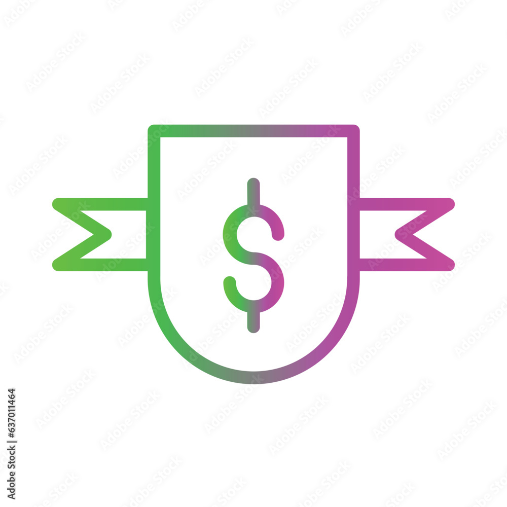Badges Bank Dollar Gradient Line Icon Badges Bank Dollar Gradient Line Icon