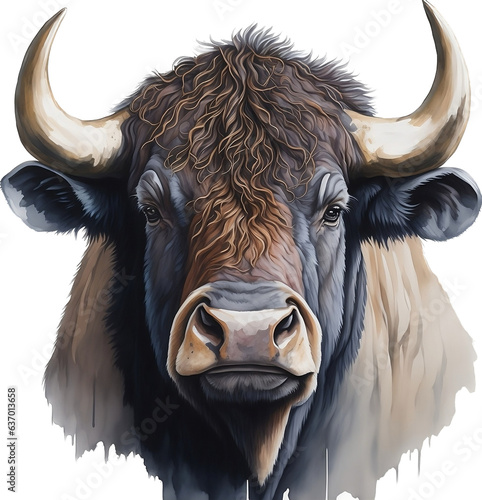 buffalo head 2 line icon
