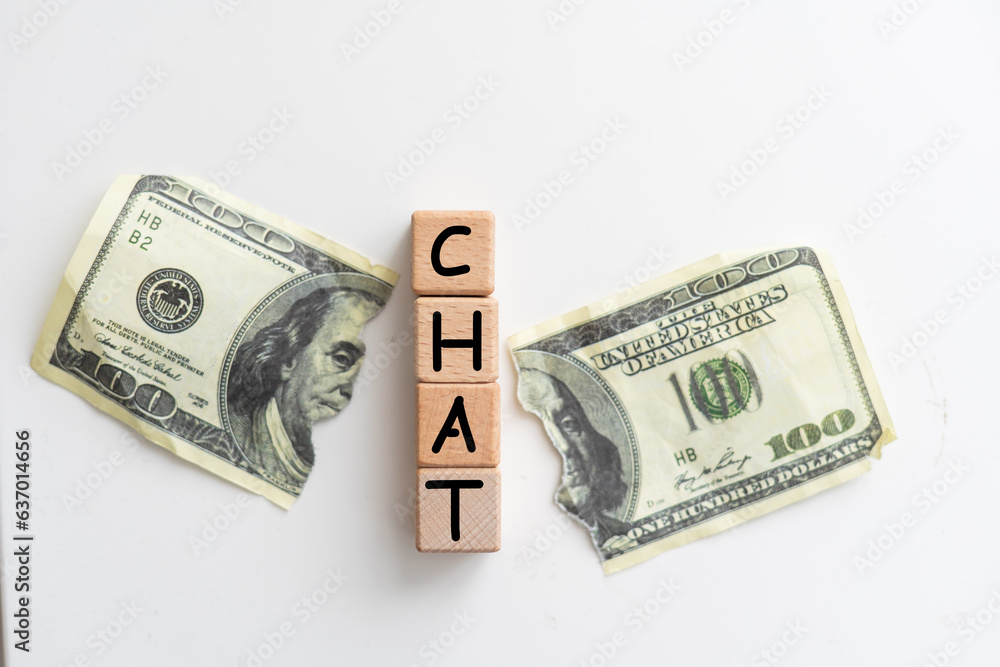 Letter block in word chat on wood background. wooden background. Phrase cash back lying on brown or yellow background. Top view. Flat lay Letter block in word chat on wood background. wooden background. Phrase cash back lying on brown or yellow background. Top view. Flat lay