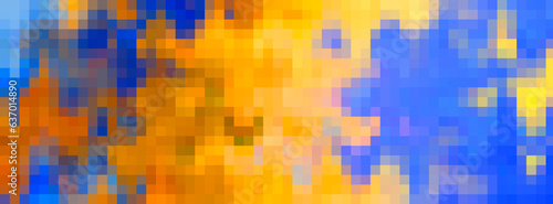 pixel mosaic tile. Yellow blue gradient background. Geometric pattern  texture background.