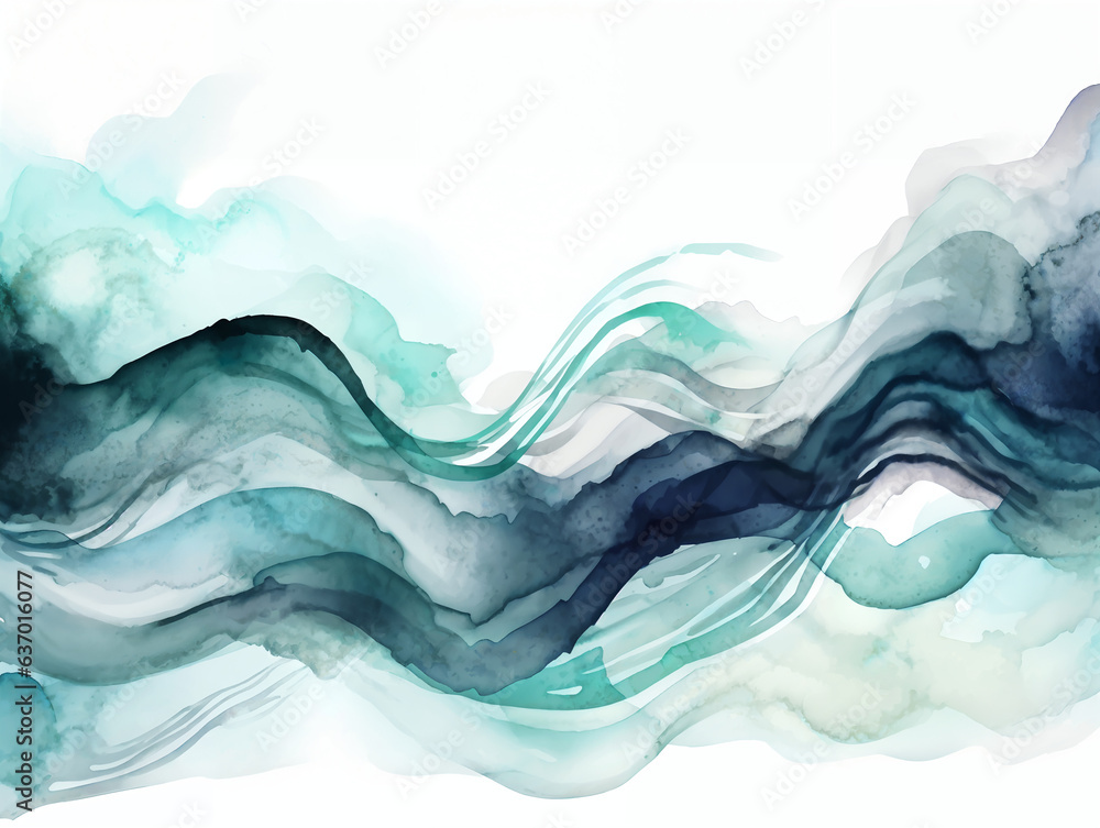 abstract blue waves with white background, banner, backdrop