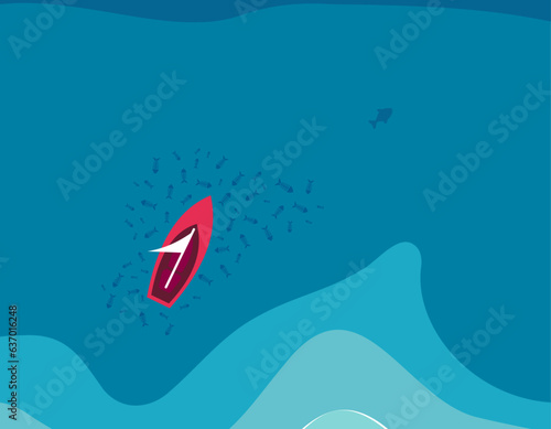 Last Escape: The Lone Survivor Amidst Overfishing's Aftermath, vector