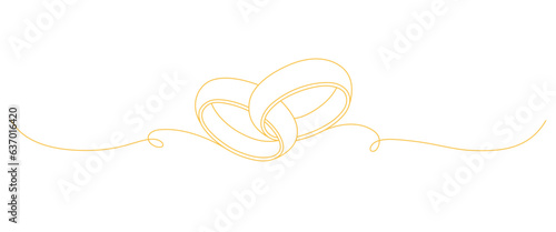 Canvas-taulu wedding ring golden line art style
