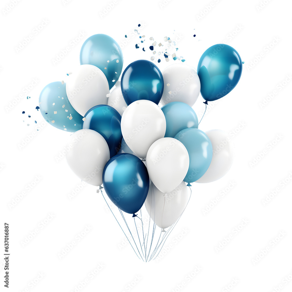 Blue balloons watercolor illustration isolated on transparent background Blue balloons watercolor illustration isolated on transparent background