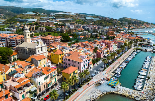 Aerial view of Riva Ligure, Liguria, Italy