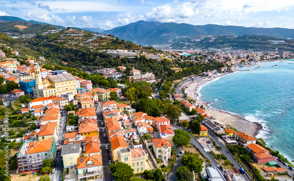 View of Bussana and Arma di Taggia, Liguria, Italy