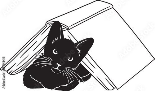 black cat with book