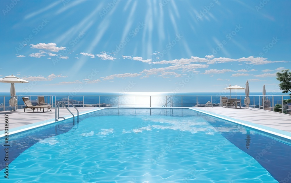 swimming pool a pool in the sun in the style of realistic depiction with Generative AI