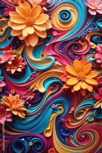 Give me extremely colorful and vibrant swirly a illustration ai generative