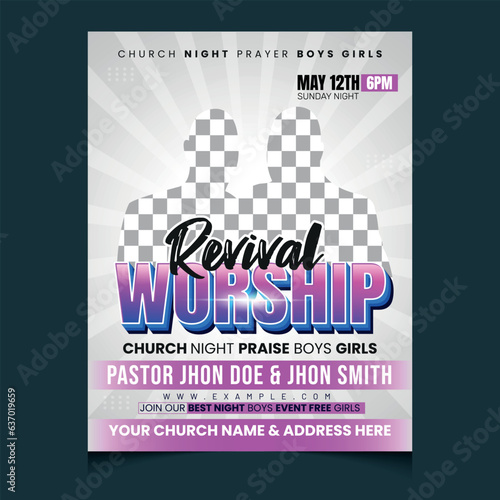 Vector flat design church flyer template design 