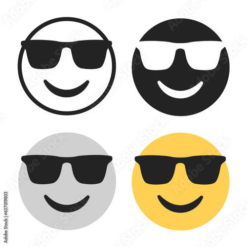 Abstract Smiling Face With Sunglasses Silhouette Illustration