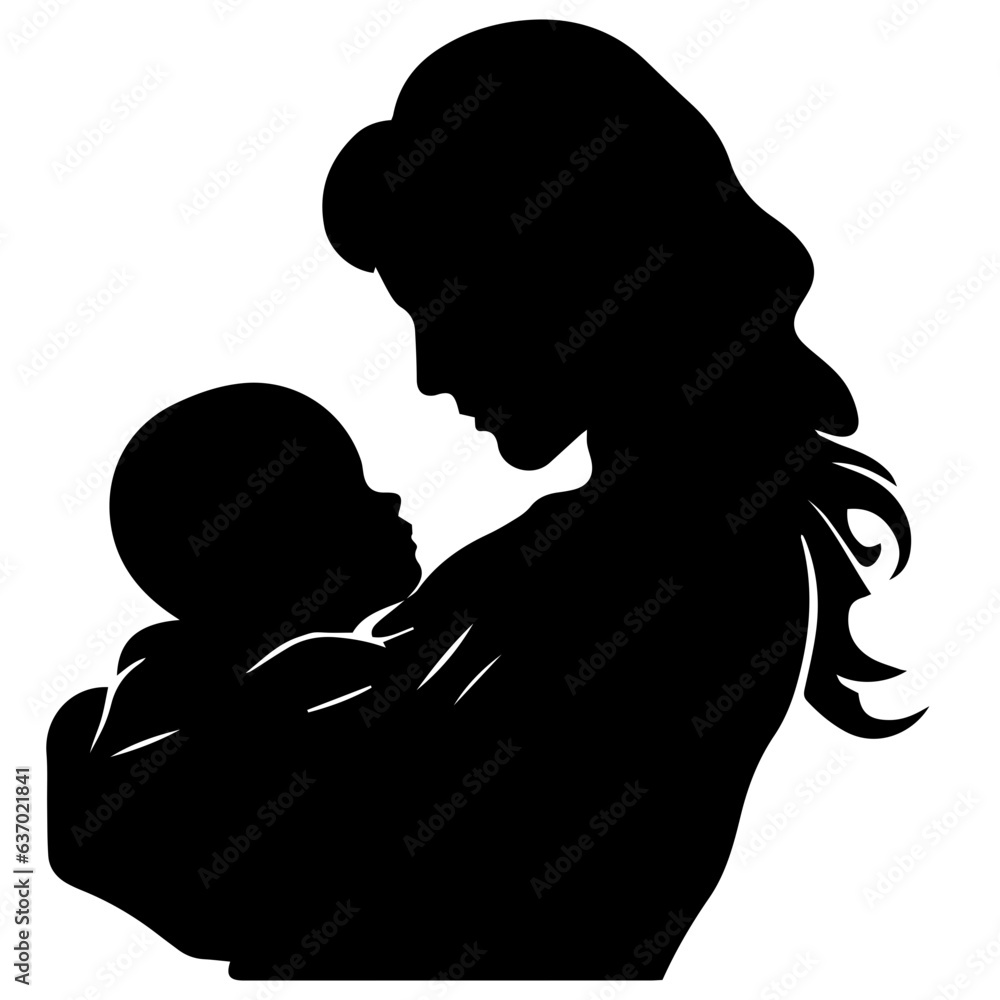 Mother and Child Silhouette. Vector Illustration