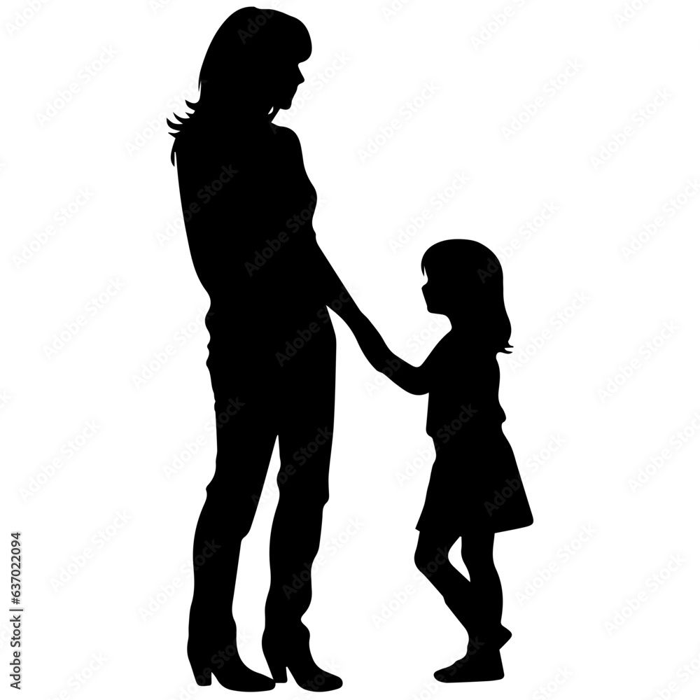 Mother and Child Silhouette. Vector Illustration