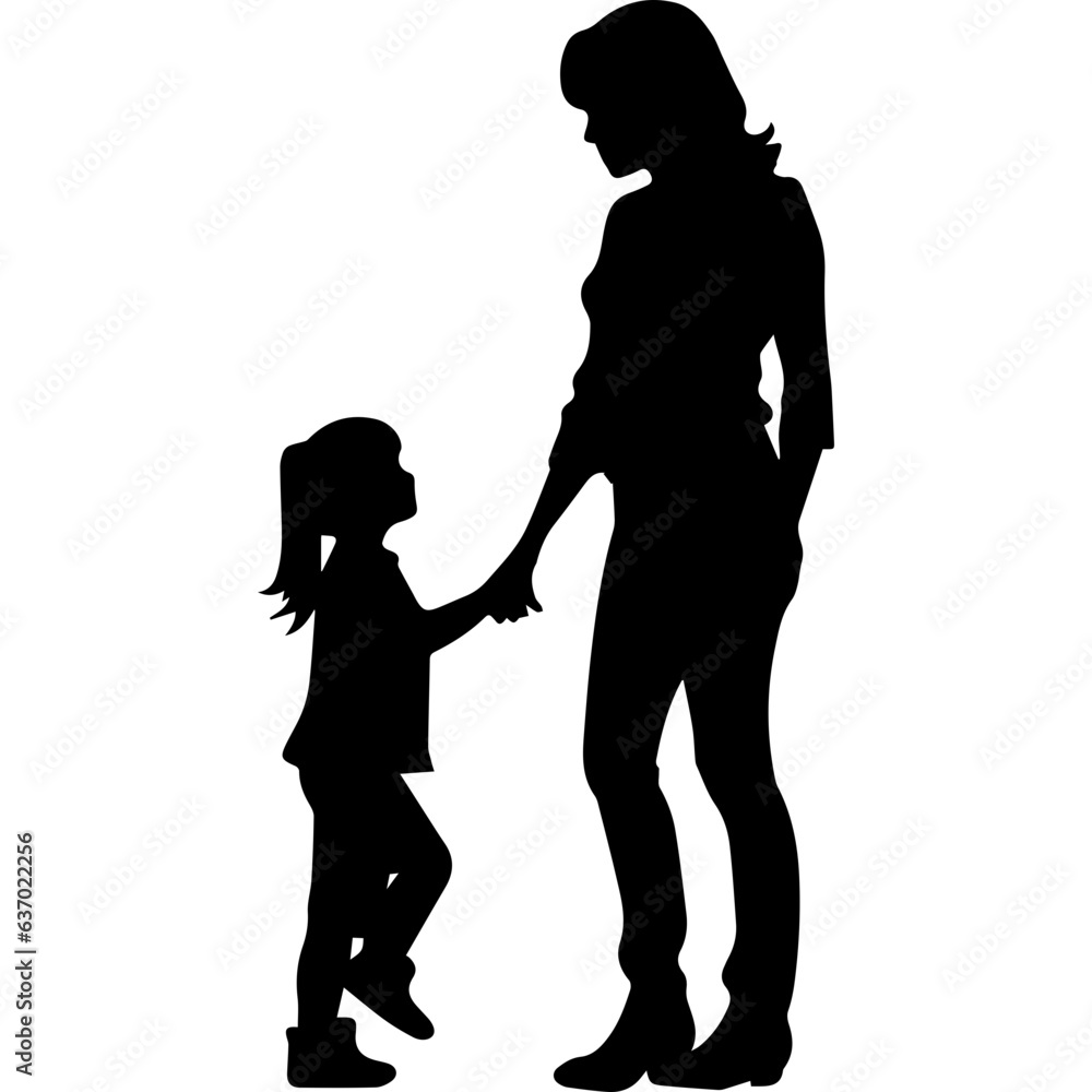 Mother and Child Silhouette. Vector Illustration