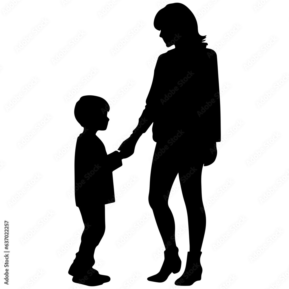 Mother and Child Silhouette. Vector Illustration