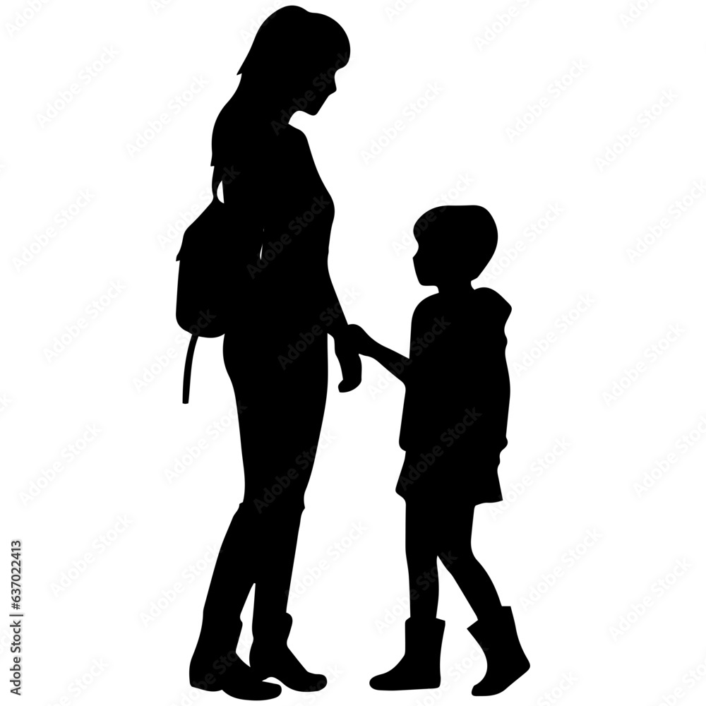 Mother and Child Silhouette. Vector Illustration