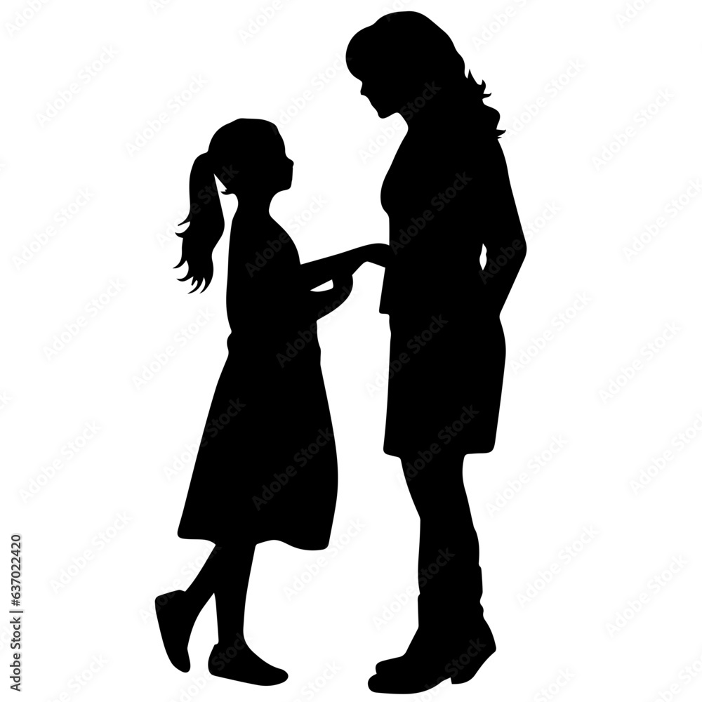 Mother and Child Silhouette. Vector Illustration