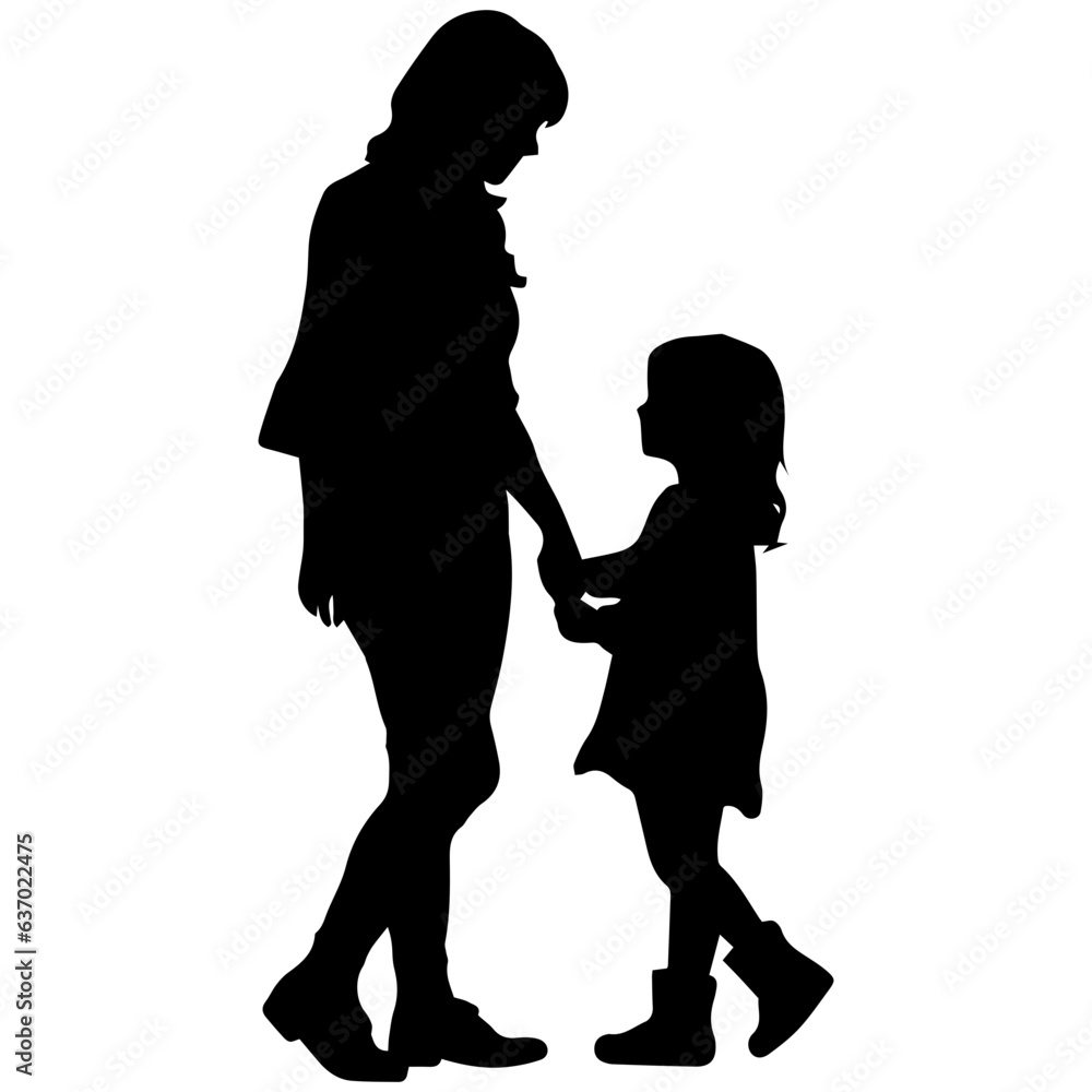 Mother and Child Silhouette. Vector Illustration