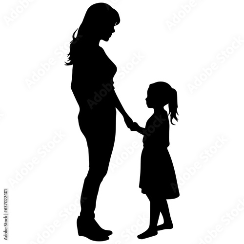 Mother and Child Silhouette. Vector Illustration