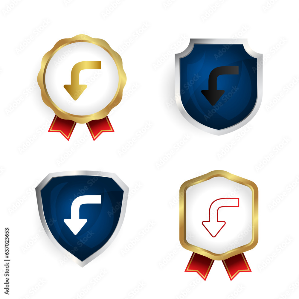 Abstract Turn Arrow Badge and Label Collection Abstract Turn Arrow Badge and Label Collection