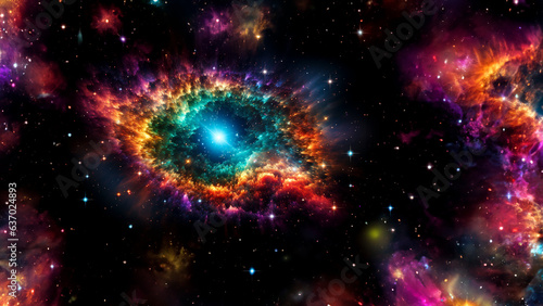 Cosmic Euphoria: Distant Supernova Galaxy in Kaleidoscopic Splendor