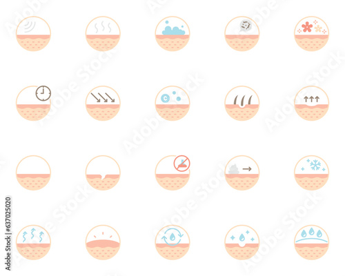 set of skin icons, epidermis, skincare,