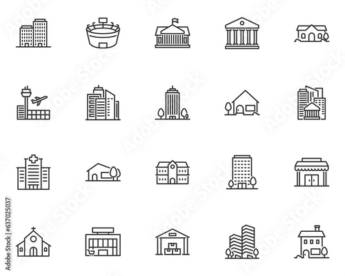 set of building icons, real estate, city, house