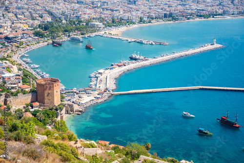 Panoramic view of the harbor of Alanya on a beautiful summer day, Turkey © dtatiana
