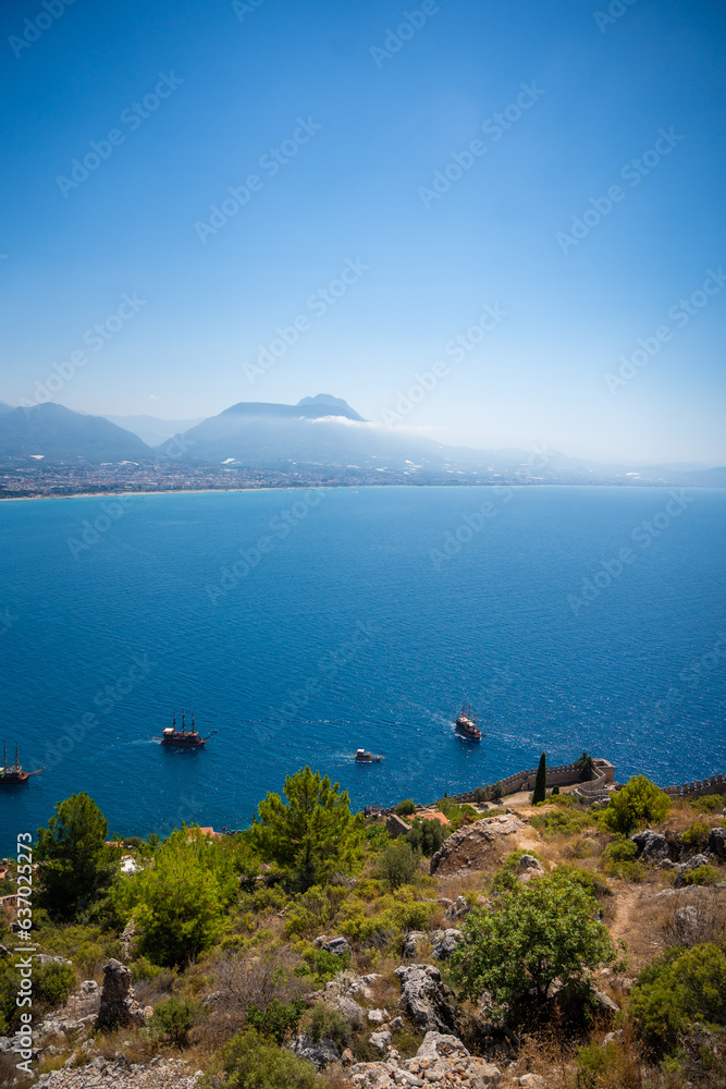 Beautiful sea landscape of Alanya Castle in Antalya district, Turkey Beautiful sea landscape of Alanya Castle in Antalya district, Turkey