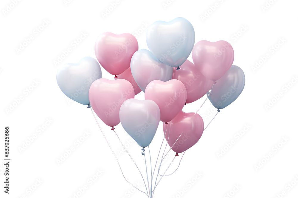Pink heart shape balloons isolated on transparent background Pink heart shape balloons isolated on transparent background