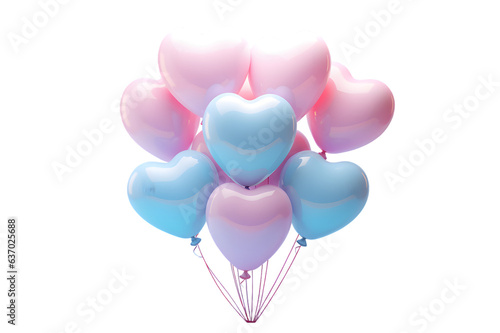Fotografiet Pink heart shape balloons isolated on transparent background