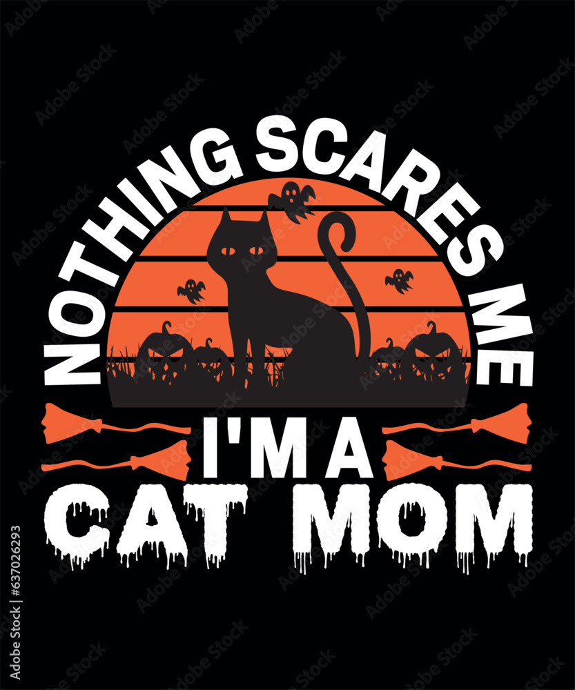 halloween cat mom  t shirt design