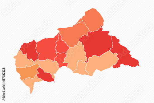 Colorful Central African Republic Divided Map Illustration