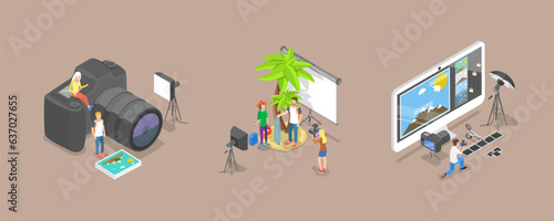 3D Isometric Flat Vector Conceptual Illustration of Photographer, Creative Artistic Hobby or Occupation