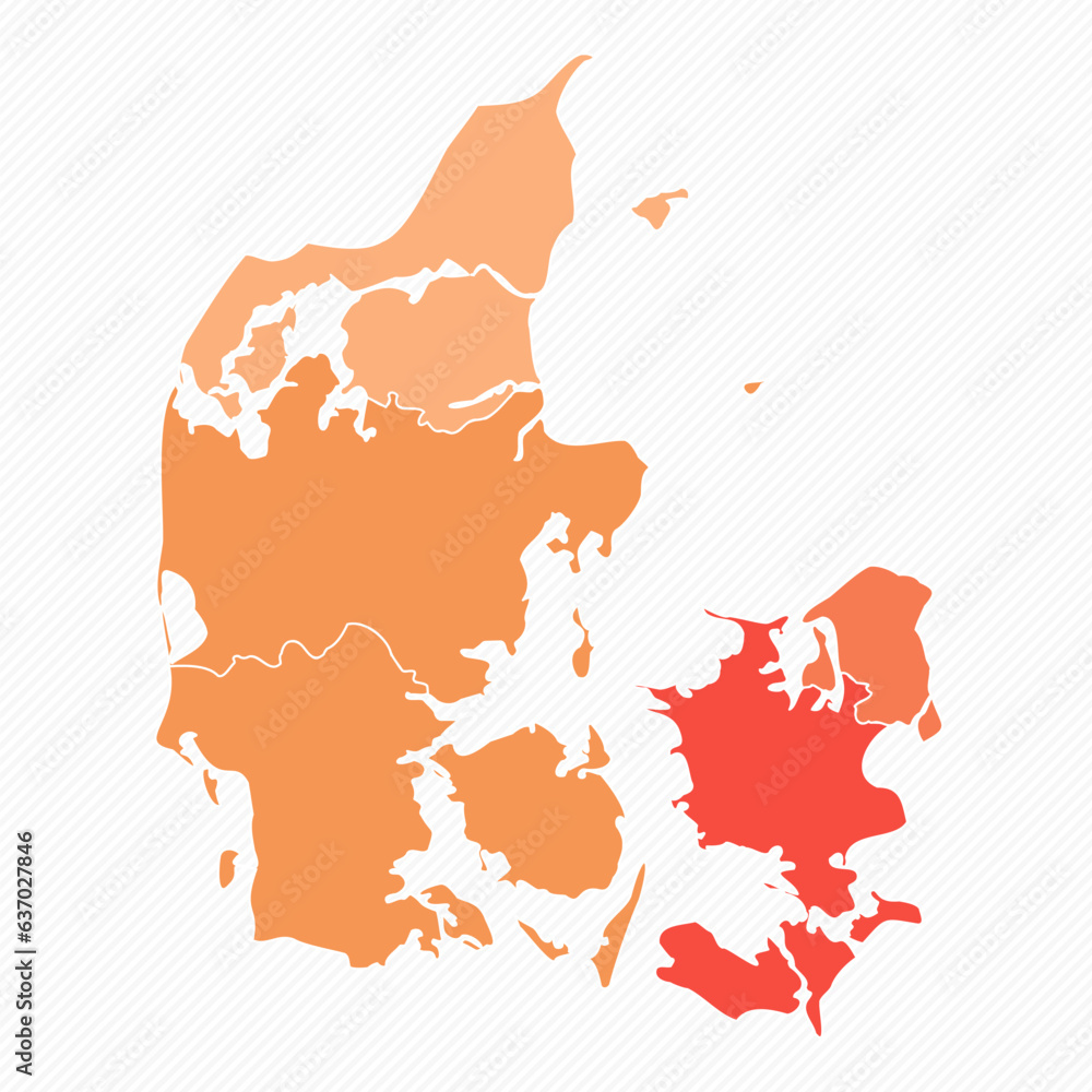 Colorful Denmark Divided Map Illustration