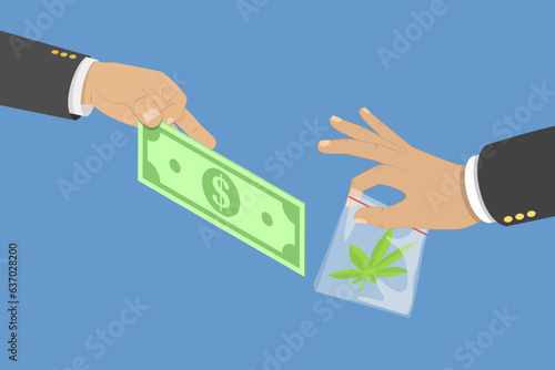 3D Isometric Flat Vector Conceptual Illustration of Marijuana Sale, Distribution of Hemp Products
